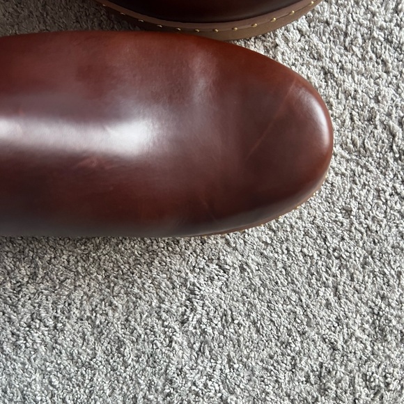 FitFlop Pilar Studded Size 9 Tan Brown Leather Platform Chunky Heel Mules Clogs - Picture 9 of 9